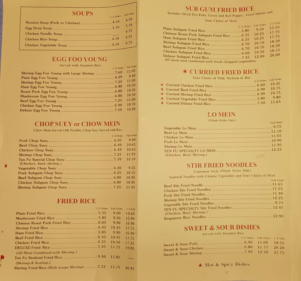 Ten Fu Chinese Gourmet Inc Hunan Shrimp